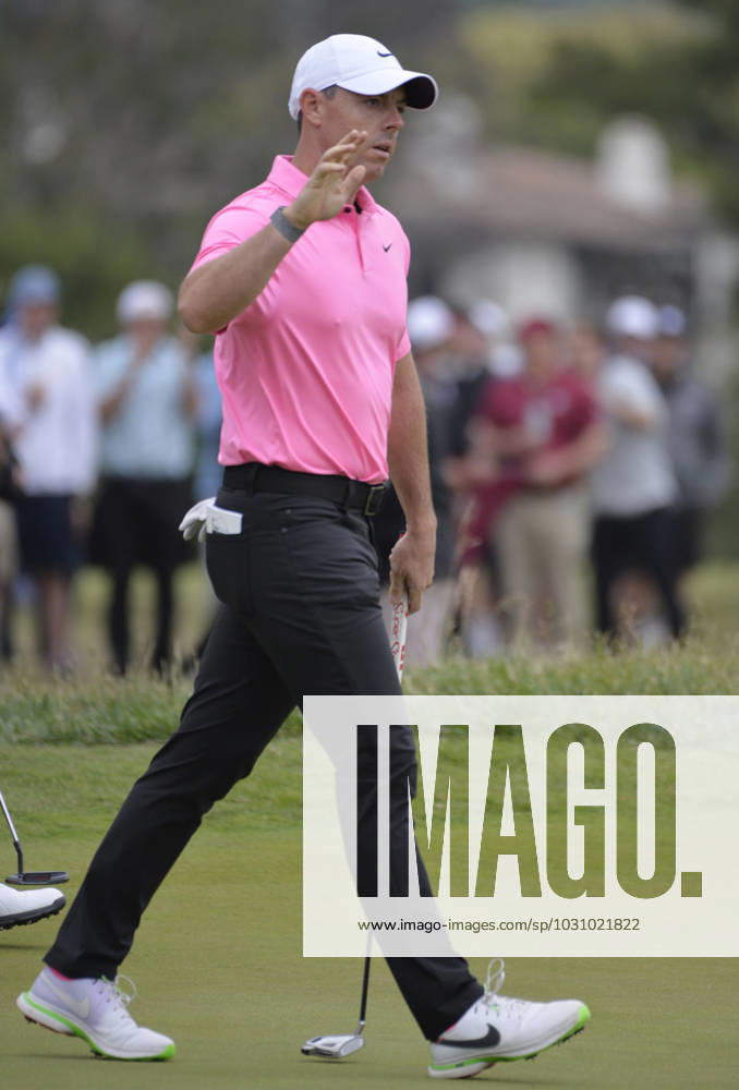 Rory McIlroy of Northern Ireland reacts after sinking a birdie putt on the 12th hole during the second round of the 2023 U.S. Open Golf Championship at the Los Angeles Country Club in Los Angeles, California on Friday, June 16, 2023. LAP20230616926 MIKExGOULDING