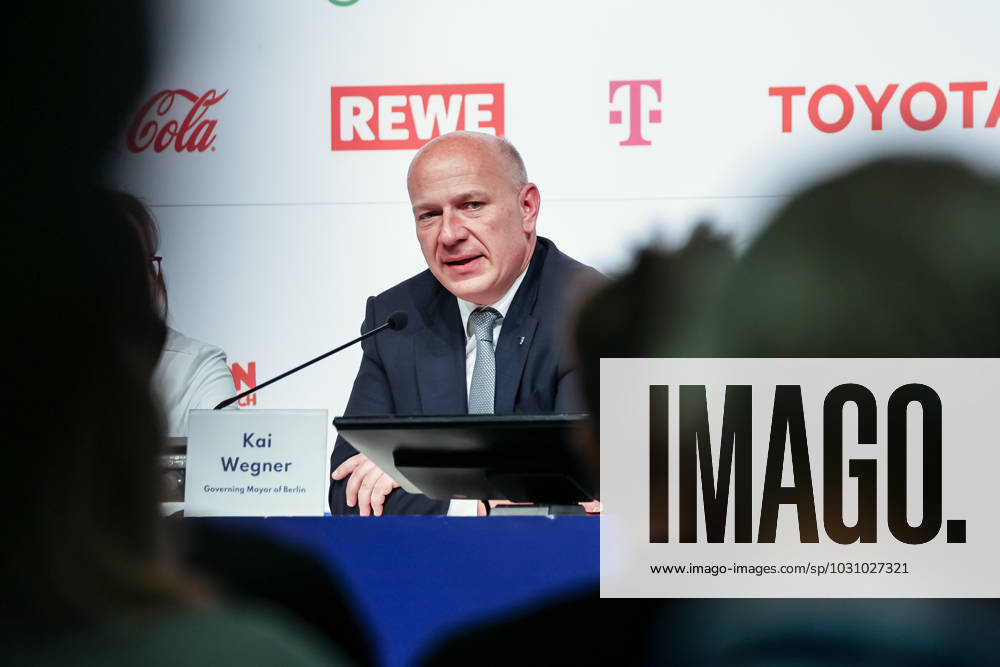 Kai Wegner, Governing Mayor of Berlin attends the opening press conference, PK, Pressekonferenz in Messe Berlin conference centre. The Special Olympics Summer World Games start on June 17 in Berlin. The 2023 Berlin Games will host 7000 athletes with learning disabilities from 190 countries. It is the biggest sporting event of 2023. Berlin Germany - ZUMAs197 20000101_zaa_s197_296