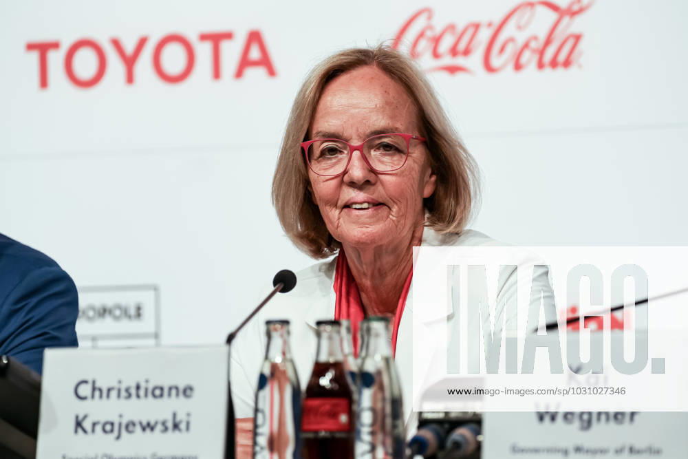 Christiane Krajewski, President Special Olympics Germany attends the opening press conference, PK, Pressekonferenz in Messe Berlin conference centre. The Special Olympics Summer World Games start on June 17 in Berlin. The 2023 Berlin Games will host 7000 athletes with learning disabilities from 190 countries. It is the biggest sporting event of 2023. Berlin Germany - ZUMAs197 20000101_zaa_s197_297