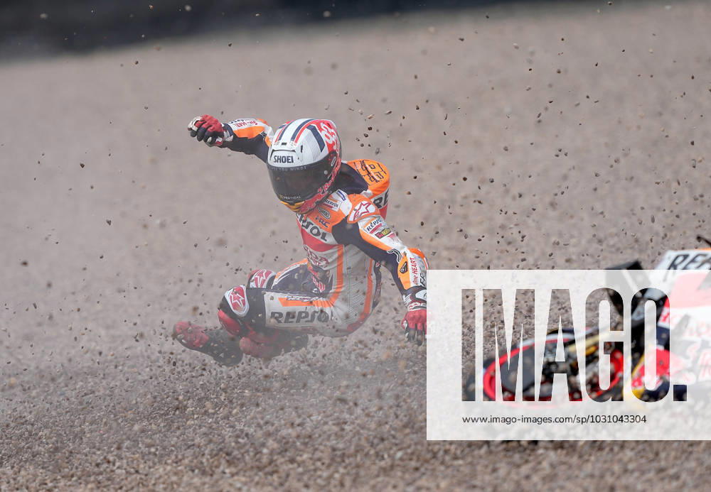 Liqui Moly Motorcycle Grand Prix Germany 2023 17 06 2023, Sachsenring, Hohenstein Ernstthal, Liqui Moly Motorcycle Grand Prix Germany 2023 , in the picture crash of Marc Marquez from Spain, Repsol Honda Team nordphotoxGmbHx xBratic nph00250