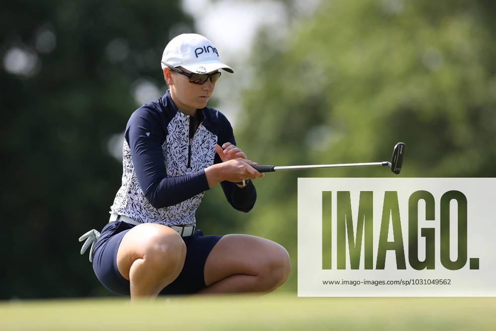 Meijer LPGA, Golf Damen Classic Charlotte Thomas of England lines up her putt on the first green during the third round of the Meijer LPGA Classic for Simply Give golf tournament at Blythefield Country Club in Belmont, MI, USA Saturday, June 17, 2023. Belmont Michigan United States