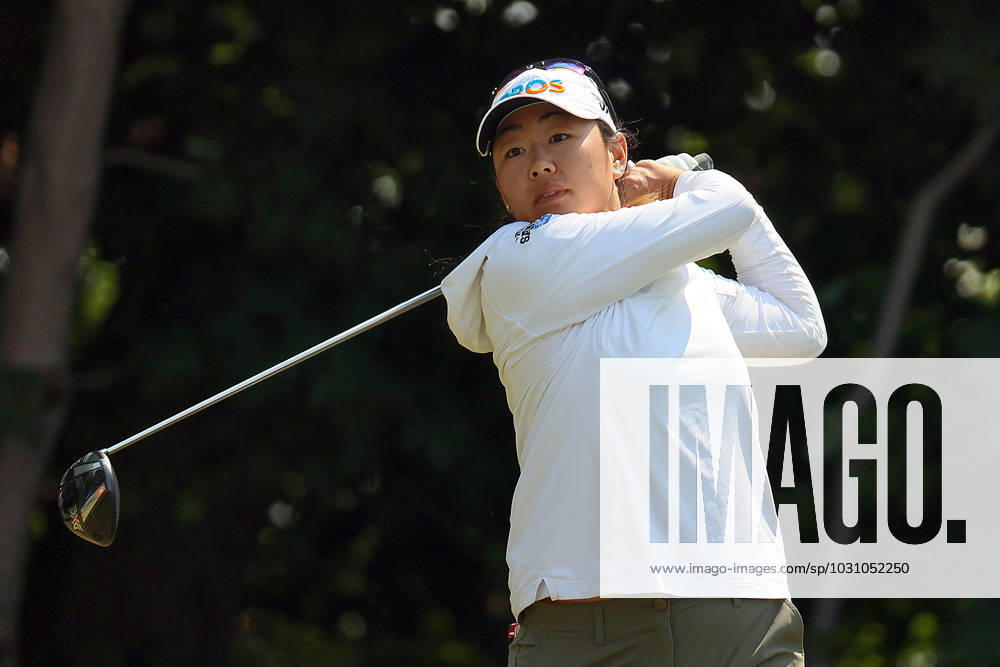 Meijer LPGA, Golf Damen Classic for Simply Give Mina Harigae of Monterey, California hits from the 4th tee during the third round of the Meijer LPGA Classic golf tournament at Blythefield Country Club in Belmont, MI, USA Saturday, June 17, 2023. Belmont Michigan United States