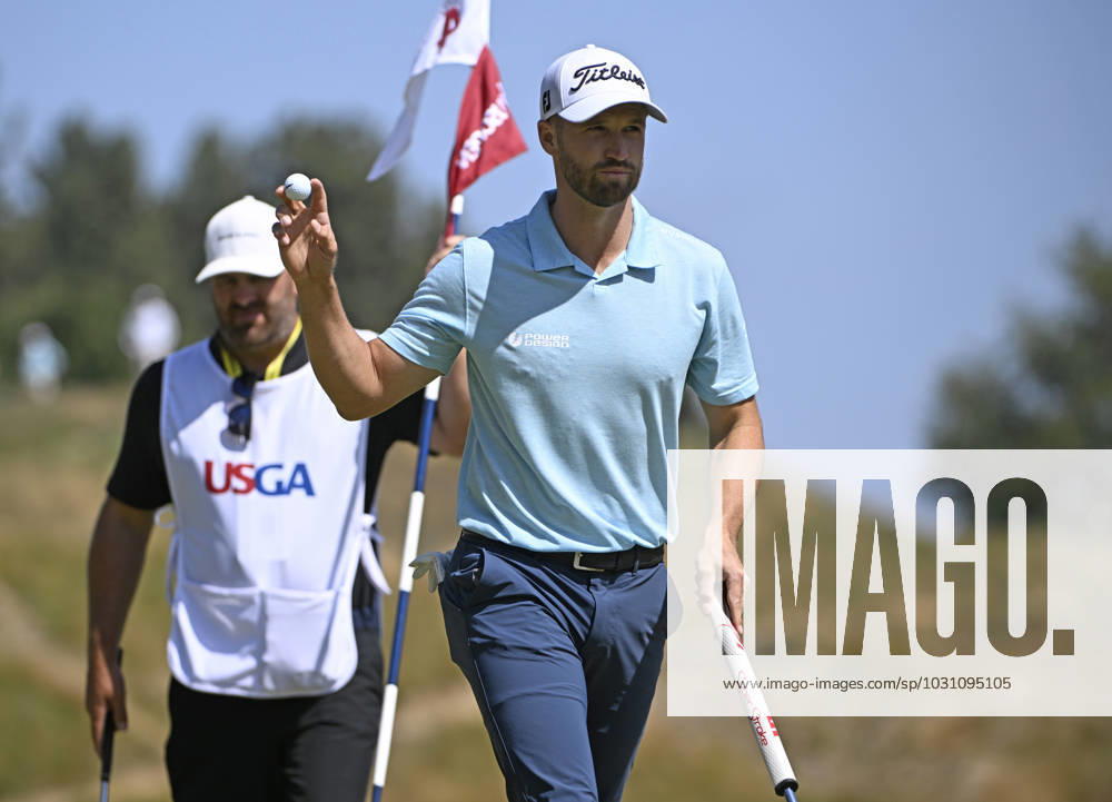 Wyndham Clark reacts after sinking a putt on the ninth hole during the final round of the 2023 U.S. Open Golf Championship at the Los Angeles Country Club in Los Angeles, California on Sunday, June 18, 2023. LAP20230618736 ALEXxGALLARDO