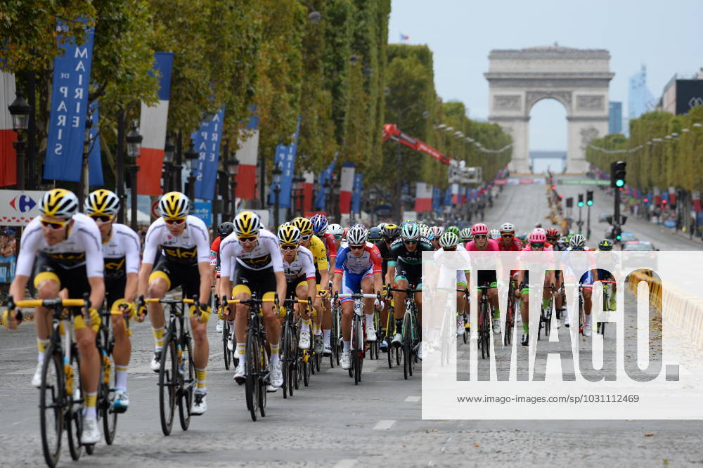 Tour De France In Doubt File photo dated July 29, 2018 of Riders of Team Sky lead the pack during a passage on the Champs Elysees, with view on the Arc du Triomphe, during the last stage of the 105th edition of the Tour de France cycling race in Paris. Doubts continue to grow around this year?s Tour de France after the UCI announced it was extending the suspension of all cycling races until 1 June, a little over three weeks before the event is due to begin in Nice on 27 June. The French government indicated last week it was looking at ways cycling?s biggest race might be able to take place without any spectators but the feasibility of staging such an event in any form is increasingly questionable as the shutdown of professional cycling continues. Photo by Eliot Blondet ABACAPRESS.COM Paris France