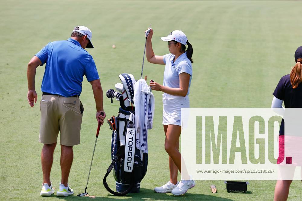 SPRINGFIELD, NJ - JUNE 19: Rose Zhang of the United States on the 4th tee during practice for the LPGA, Golf Damen KPMG Womens PGA, Golf Herren Championship on June 19, 2023 at Baltusrol Golf Club (Lower Course) in Springfield, New Jersey. (Photo by Rich Graessle Icon Sportswire) GOLF: JUN 19 LPGA KPMG Womens PGA Championship Icon23061918100