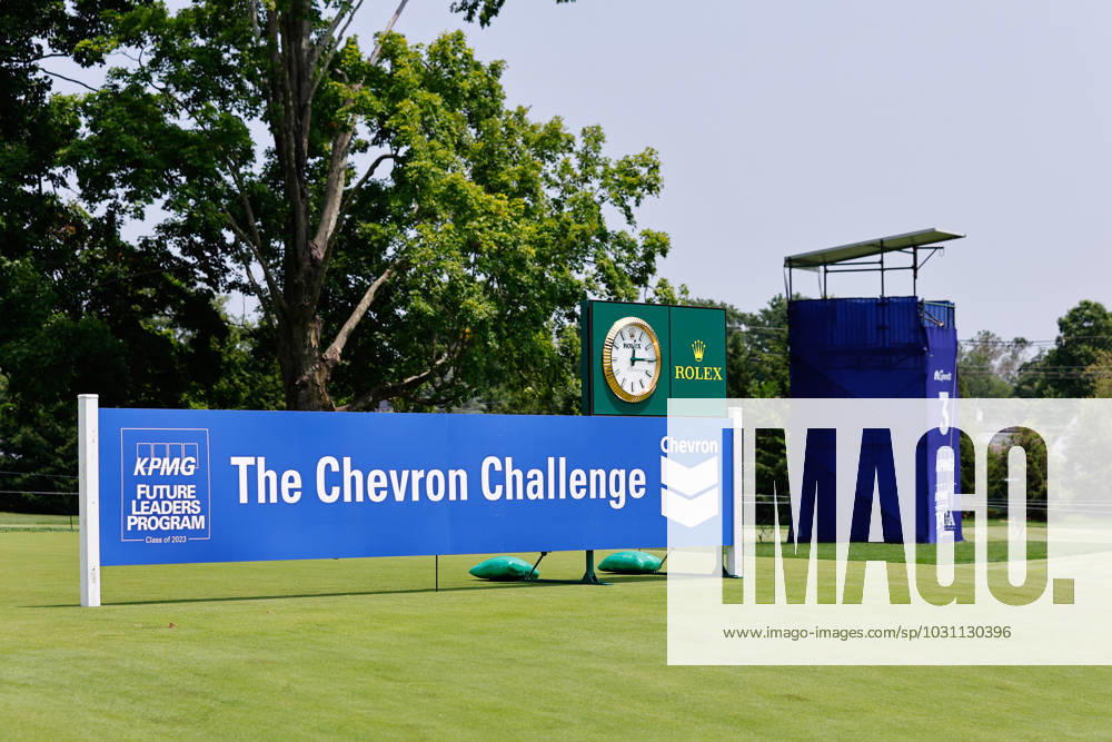 SPRINGFIELD, NJ - JUNE 19: A general view the Chevron Challenge sign during practice for the LPGA, Golf Damen KPMG Womens PGA, Golf Herren Championship on June 19, 2023 at Baltusrol Golf Club (Lower Course) in Springfield, New Jersey. (Photo by Rich Graessle Icon Sportswire) GOLF: JUN 19 LPGA KPMG Womens PGA Championship Icon23061918133