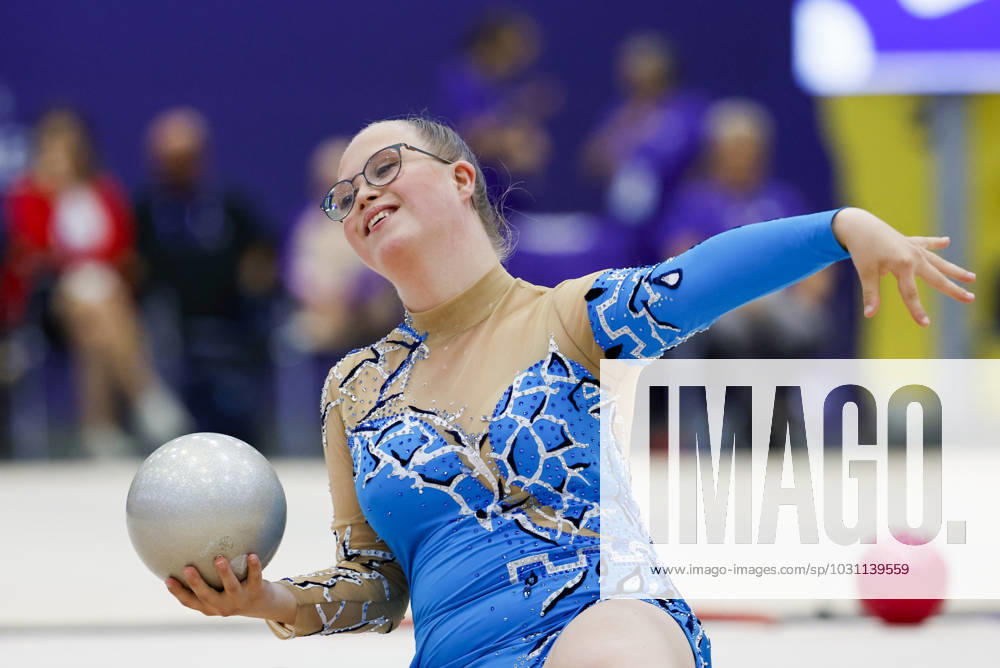 SEPCIAL OLYMPICS WORLD GAMES Special Olympics World Games Berlin 2023 4 day 20 June 2023 rhythmic gymnastics Emilie Soiland from Norway with the ball Berlin Berlin Germany
