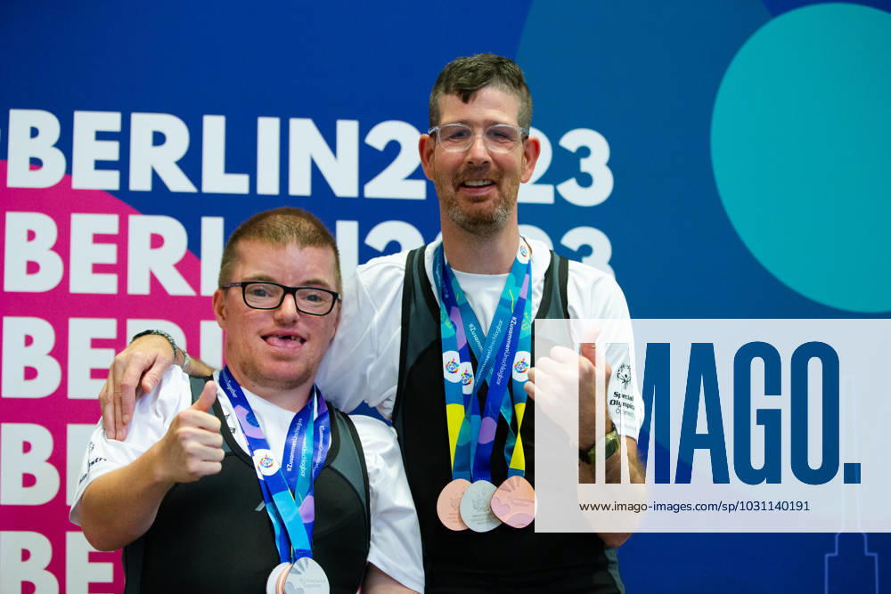 SPECIAL OLYMPICS - World Summer Games 2023 BERLIN,GERMANY,20.JUN.23 - SPECIAL OLYMPICS - World Summer Games 2023, powerlifting. Image shows Marcel Golacz (AUT) and Sascha Maikl (AUT) GEPAxpictures xGintarexKarpaviciute