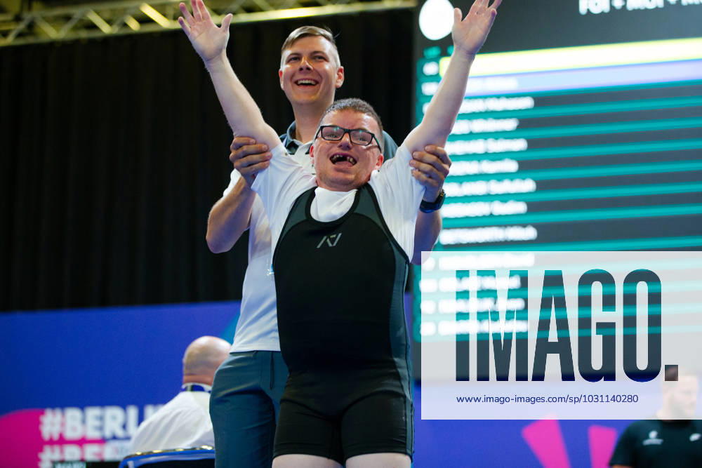 SPECIAL OLYMPICS - World Summer Games 2023 BERLIN,GERMANY,20.JUN.23 - SPECIAL OLYMPICS - World Summer Games 2023, powerlifting. Image shows Marcel Golacz (AUT) and Georg Javorics (AUT) GEPAxpictures xGintarexKarpaviciute
