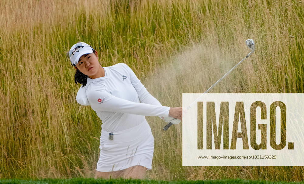 Rose Zhang (USA) hits out of a bunker during a practice round of the KPMG Womens Golf Championship at Baltusrol Golf Club in Springfield, NJ on June 21, 2023. Eclipse Sportswire CSM Springfield USA - ZUMAcs17 20230621_zaf_cs17_016