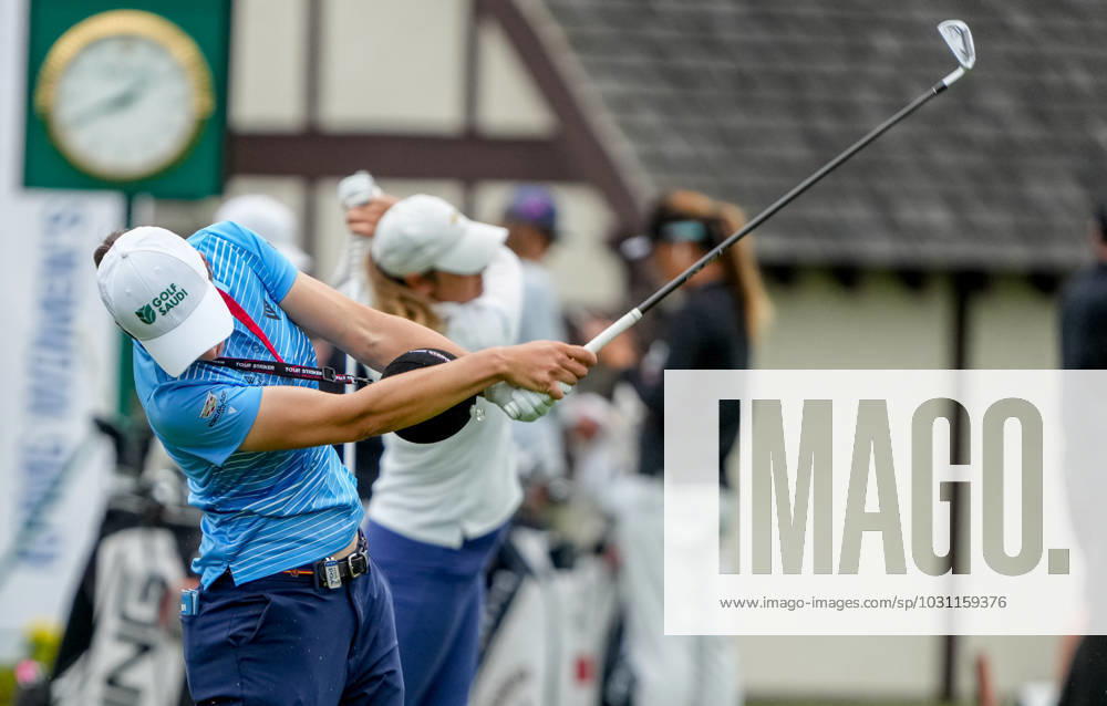 Carlota Ciganda (ESP) hits an iron shot on the practice range before a practice round of the KPMG Womens Golf Championship at Baltusrol Golf Club in Springfield, NJ on June 21, 2023. Eclipse Sportswire CSM Springfield USA - ZUMAcs17 20230621_zaf_cs17_035