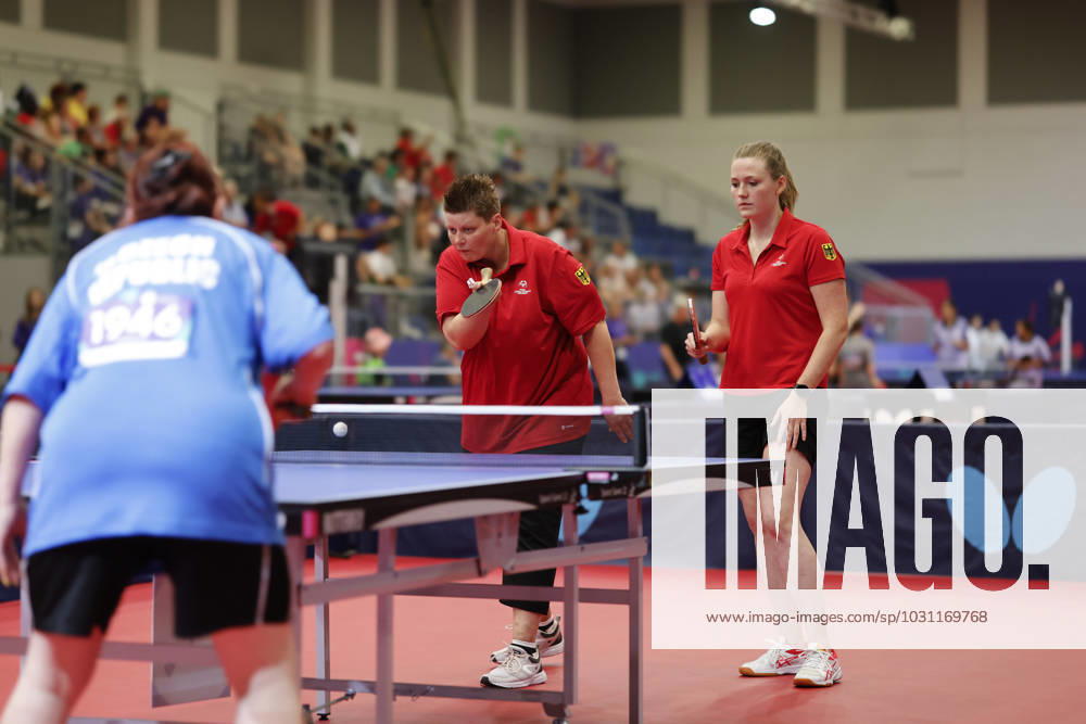 SEPCIAL OLYMPICS WORLD GAMES Special Olympics World Games Berlin 2023 5 Day 21 June 2023 Womens Unified Table Tennis Doubles Final Match for Bronze Germany Schellenberger Kerkau vs Czech Republic Foltova Krejci Katrin Kerkau in Match for 3rd Place Berlin Berlin Germany