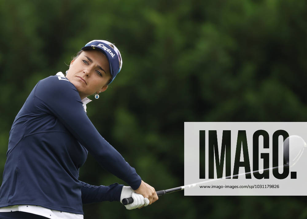 Lexi Thompson hits her tee shot on the 14th hole in the first round of the KPMG Women s PGA, Golf Herren Championship at Baltusrol Golf Club in Springfield, NJ on Thursday, June 22, 2023. NYP20230622101 JohnxAngelillo