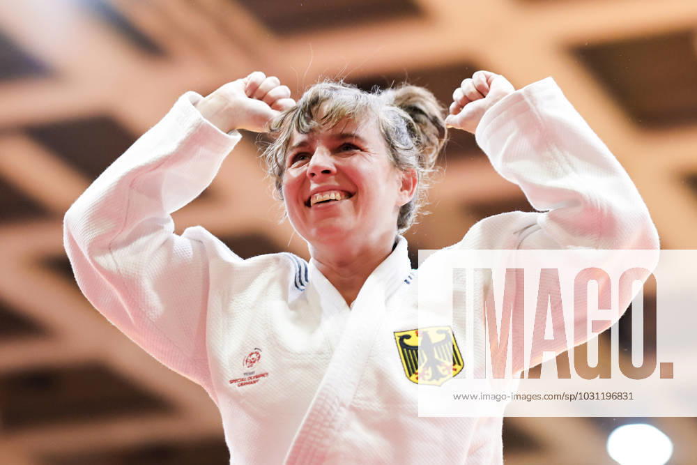 SEPCIAL OLYMPICS WORLD GAMES Special Olympics World Games Berlin 2023 7 Day 23 June 2023 Judo Stefanie Drescher GER cheers after victory Berlin Berlin Germany