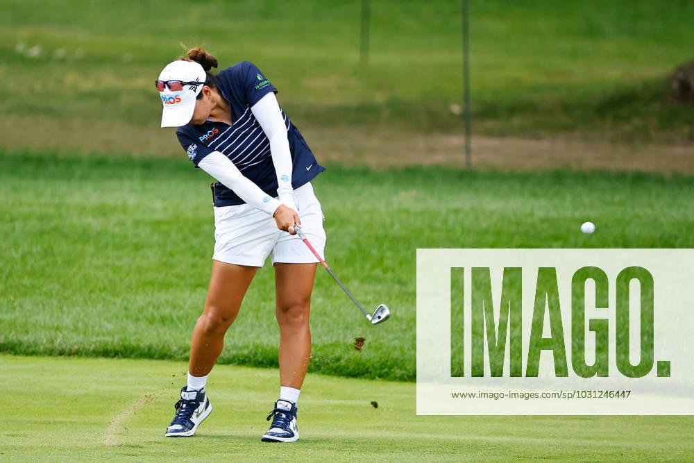SPRINGFIELD, NJ - JUNE 25: Mina Harigae of the United States hits from the 5th fairway during the final round of the LPGA, Golf Damen KPMG Womens PGA, Golf Herren Championship on June 25, 2023 at Baltusrol Golf Club (Lower Course) in Springfield, New Jersey. (Photo by Rich Graessle Icon Sportswire) GOLF: JUN 25 LPGA KPMG Womens PGA Championship Icon23062519106