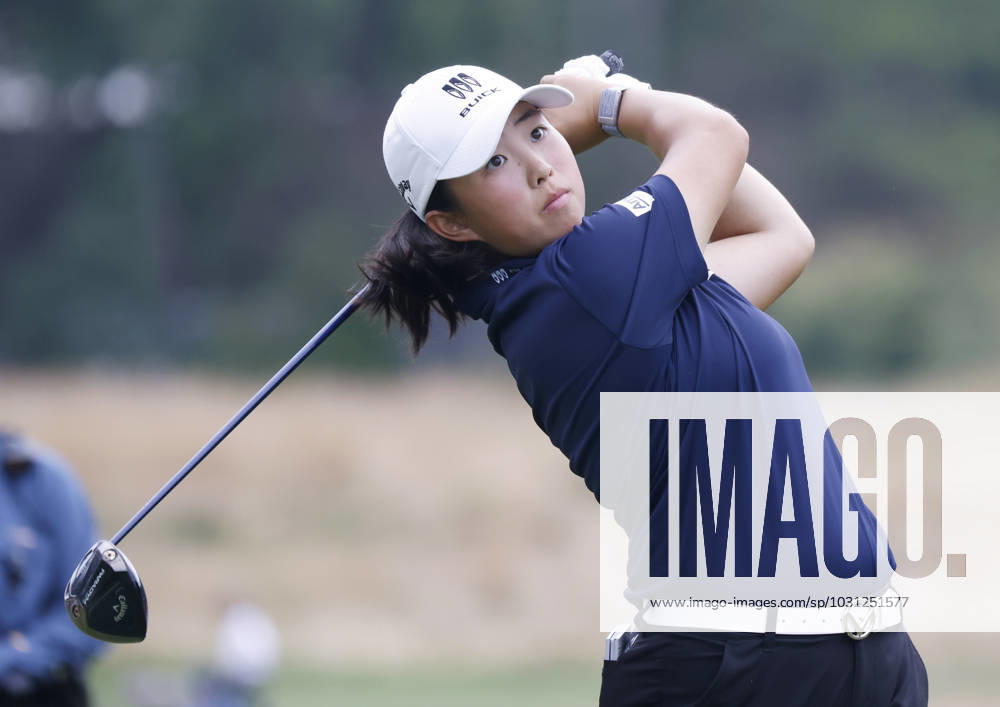 Yin Ruoning of China hits her tee shot on the 17th hole in the final round before winning the KPMG Women s PGA, Golf Herren Championship with a score of 8 under par at Baltusrol Golf Club in Springfield, NJ on Sunday, June 25, 2023. NYP20230625110 JohnxAngelillo