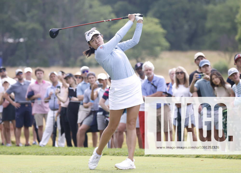 Rose Zhang hits her tee shot on the 17th hole in the final round of the KPMG Women s PGA, Golf Herren Championship at Baltusrol Golf Club in Springfield, NJ on Sunday, June 25, 2023. Yin Ruoning of China won the championship with a score of 8 under par. NYP20230625114 JohnxAngelillo