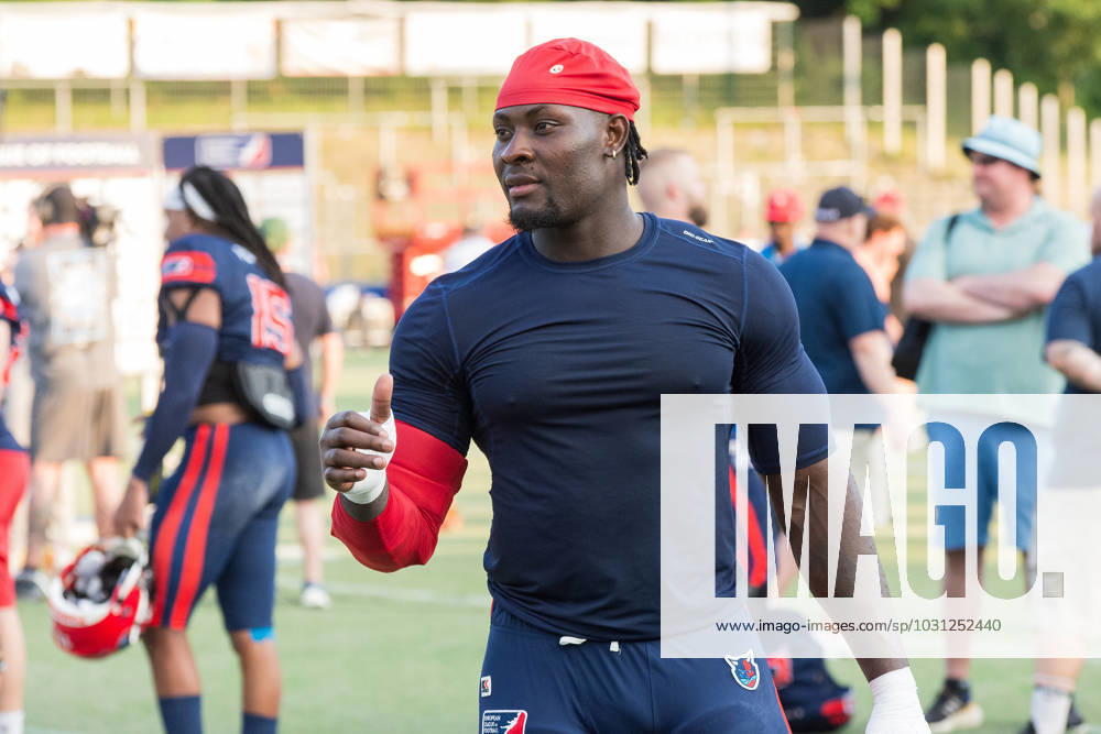 American football, 2023 season, European League of Football ELF , Hamburg Sea Devils Berlin Thunder, Stadion Hoheluft Hamburg , 25 06 2023, 4 Gameweek Evans Yeboah 95, Sea Devils, DL, GHA For editorial use only Photo IMAGO Lobeca Roberto Seidel Hamburg Stadion Hoheluft, Lokstedter Steindamm 87 Hamburg Germany