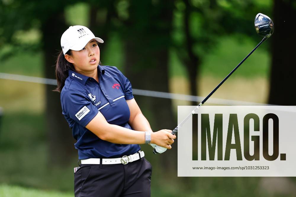 SPRINGFIELD, NJ - JUNE 25: Ruoning Yin of China tees off at the 6th tee during the LPGA, Golf Damen KPMG Womens PGA, Golf Herren Championship on June 25, 2023 at Baltusrol Golf Club (Lower Course) in Springfield, New Jersey. (Photo by Rich Graessle Icon Sportswire) GOLF: JUN 25 LPGA KPMG Womens PGA Championship Icon23062519320