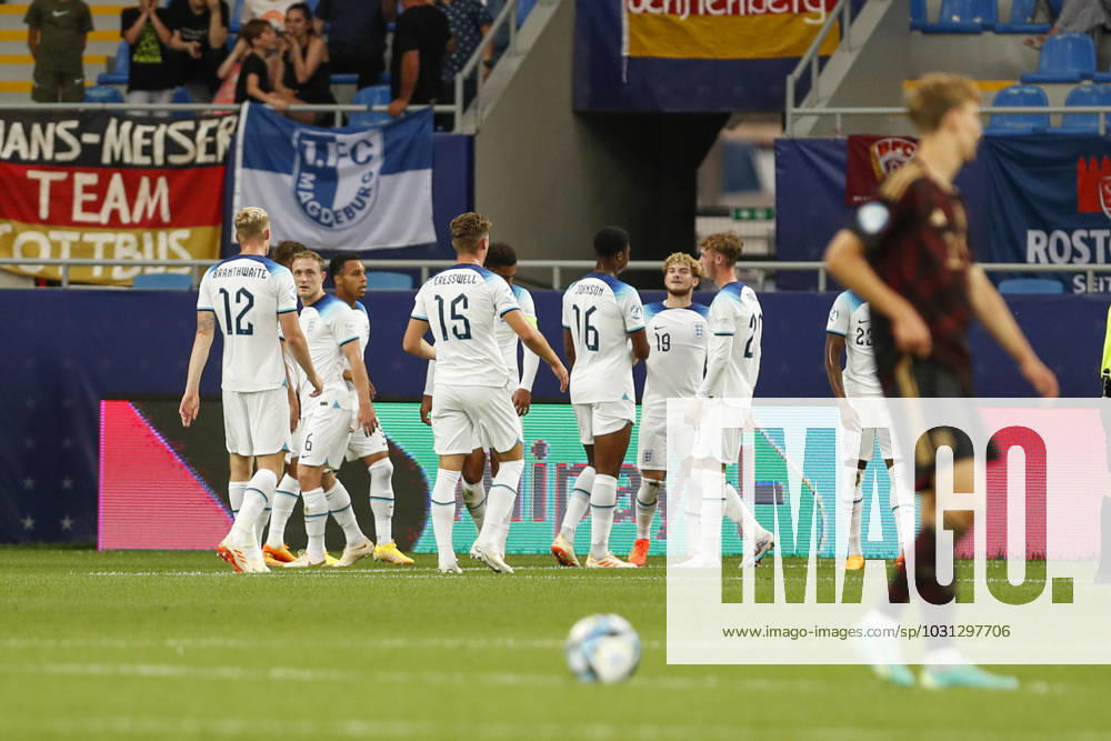UEFA European Under-21 Championship, Germany England, 3 group match, 28 06 2023, Batumi The England team celebrates the second goal by Harvey ELLIOTT 19, England , UEFA European Under-21 Football Championship in Romania and Georgia, Germany England, 3 group match, 28 06 2023, Batumi
