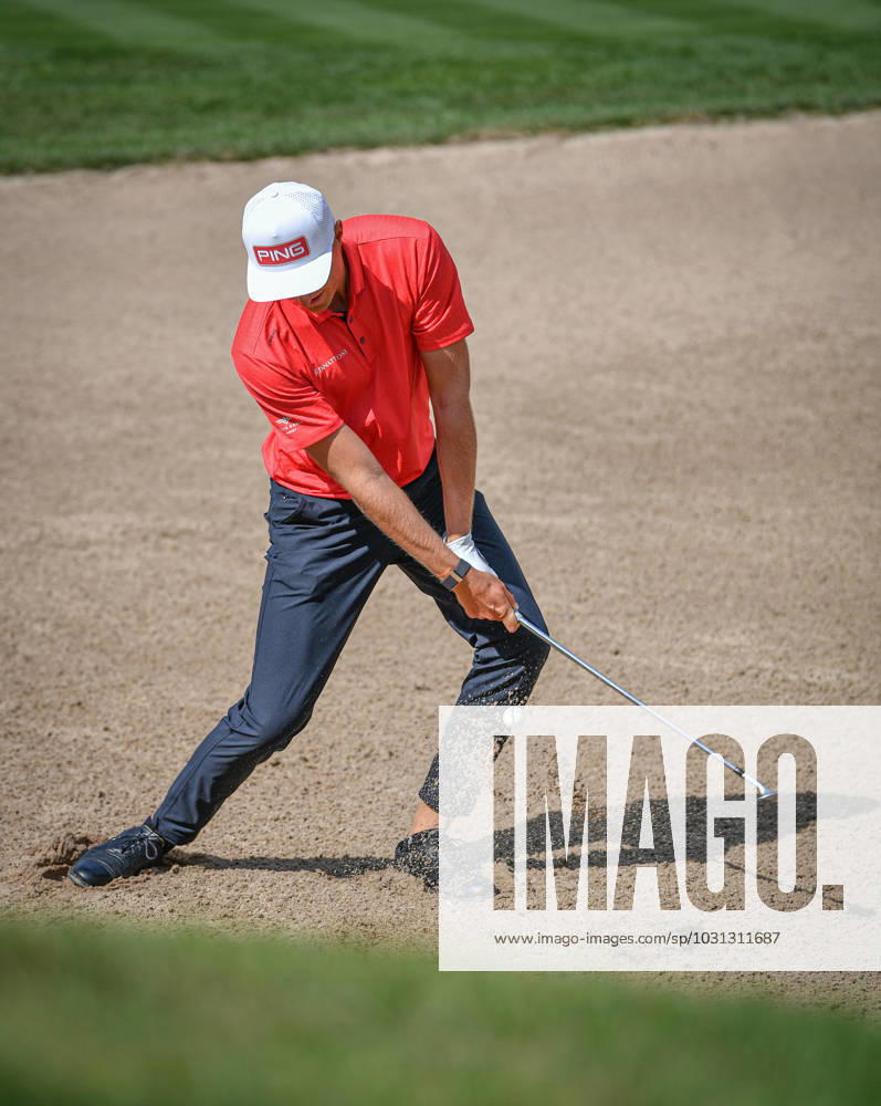 29th June 2023; The Belfry, Sutton Coldfield, West Midlands, England: Betfred British Masters Golf, Day 1; Adrian Meronk plays out of a bunker ActionPlus12524865 GodfreyxPitt