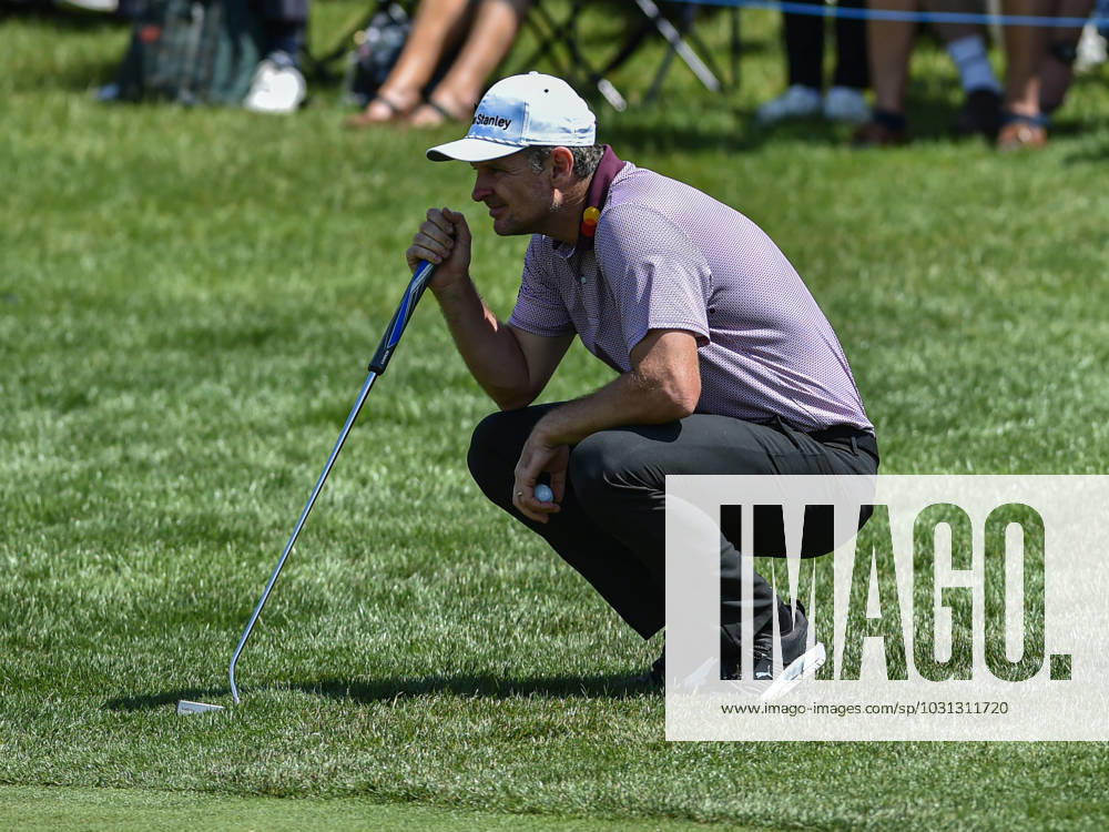 29th June 2023; The Belfry, Sutton Coldfield, West Midlands, England: Betfred British Masters Golf, Day 1; Justin Rose (ENG) prepares for a long putt on the last green to retake the outright lead at 7 under par ActionPlus12524903 GodfreyxPitt