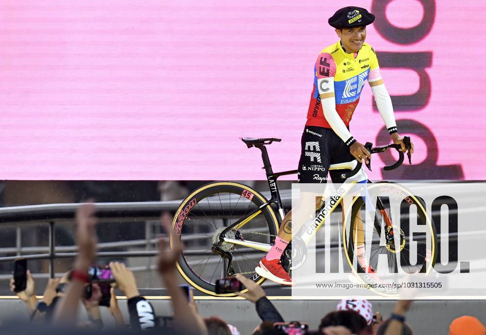Ecuadorian Richard Carapaz of EF Education-EasyPost pictured during the team presentation ahead of the 110th edition of the Tour de France cycling race, in Bilbao, Spain, Thursday 29 June 2023. This year s Tour de France takes place from 01 to 23 July 2023 and starts with three stages in Spain. DIRKxWAEM x69691877x