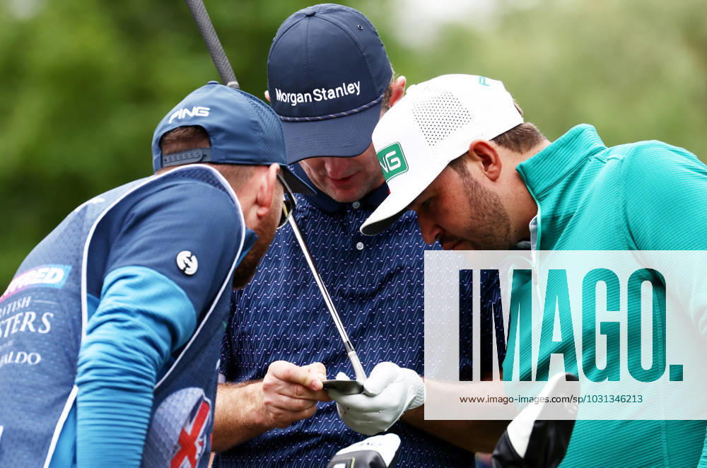 Mandatory Credit: Photo by James Marsh Shutterstock (13987422cs) Justin Rose and Thirston Lawrence of England look at his club. Betfred British Masters, Day Two, Golf, The Belfry Golf Club, Sutton Coldfield, UK - 30 Jun 2023 Betfred British Masters, Day Two, Golf, The Belfry Golf Club, Sutton Coldfield, UK - 30 Jun 2023