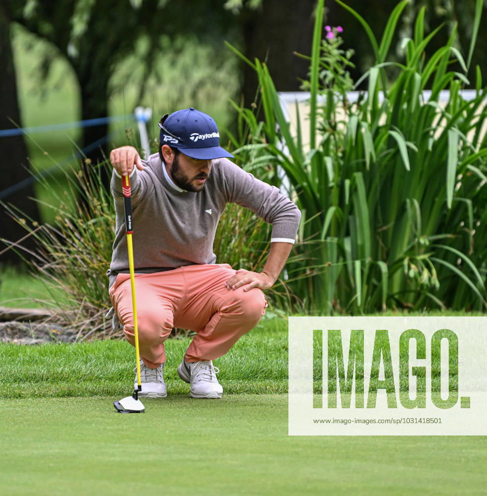2nd July 2023; The Belfry, Sutton Coldfield, West Midlands, England: Betfred British Masters Golf, Day 4; Angel Hidalgo lines up a putt on the 12th green ActionPlus12526209 GodfreyxPitt