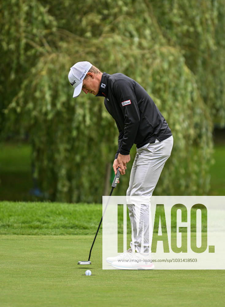 2nd July 2023; The Belfry, Sutton Coldfield, West Midlands, England: Betfred British Masters Golf, Day 4; Marcus Kinhult makes his putt on the 12th green ActionPlus12526210 GodfreyxPitt