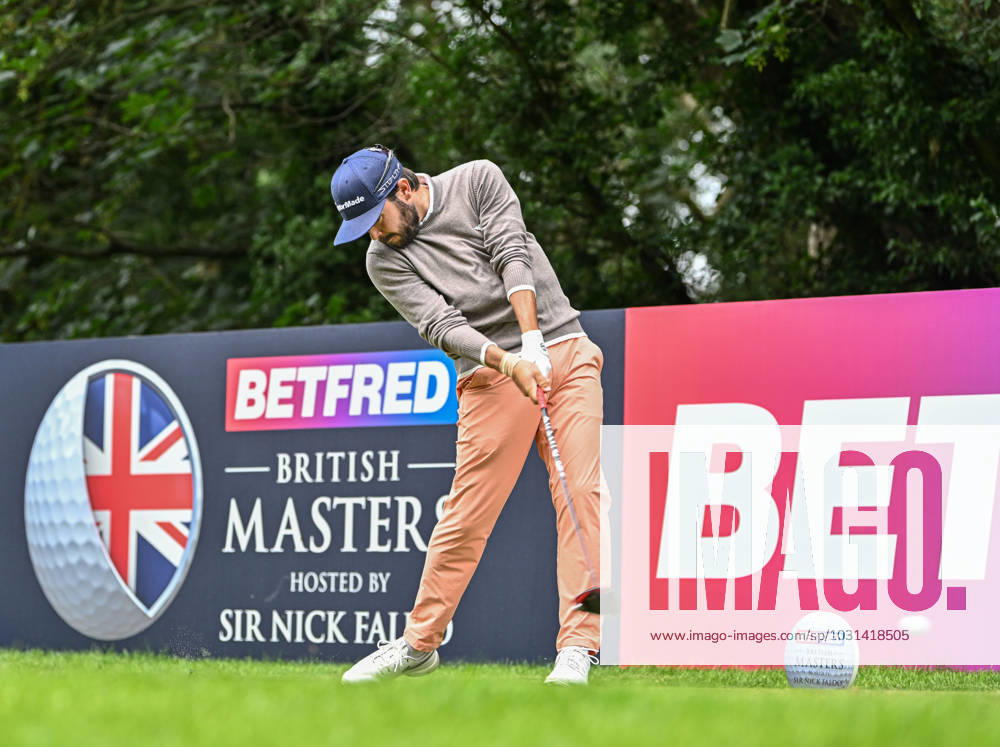 2nd July 2023; The Belfry, Sutton Coldfield, West Midlands, England: Betfred British Masters Golf, Day 4; Angel Hidalgo drives on the 14th ActionPlus12526212 GodfreyxPitt