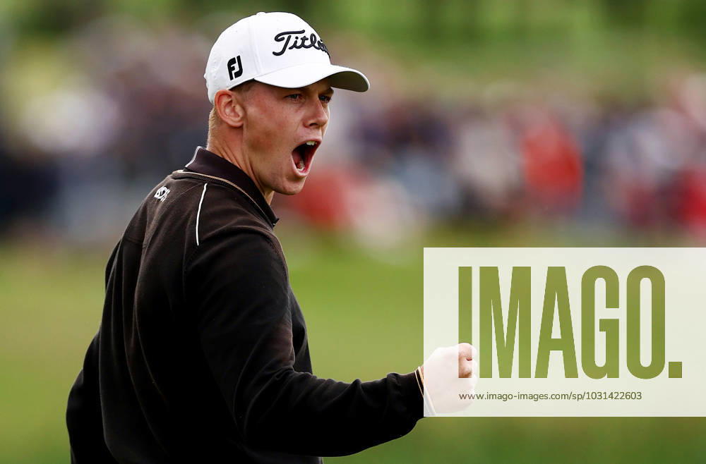 Mandatory Credit: Photo by James Marsh Shutterstock (13987427v) Daniel Hillier of New Zealand celebrates holing a putt on the 18th hole. Betfred British Masters, Day Four, Golf, The Belfry Golf Club, Sutton Coldfield, UK - 02 Jul 2023 Betfred British Masters, Day Four, Golf, The Belfry Golf Club, Sutton Coldfield, UK - 02 Jul 2023