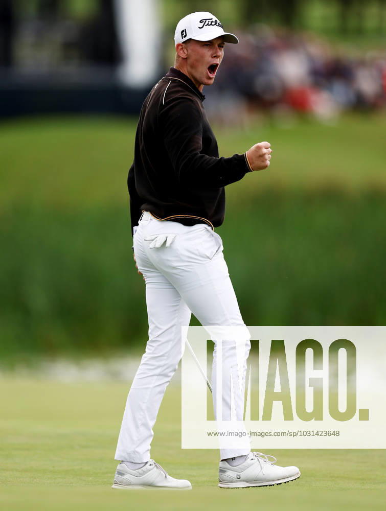 Mandatory Credit: Photo by James Marsh Shutterstock (13987427be) Daniel Hillier of New Zealand celebrates holing a putt on the 18th hole. Betfred British Masters, Day Four, Golf, The Belfry Golf Club, Sutton Coldfield, UK - 02 Jul 2023 Betfred British Masters, Day Four, Golf, The Belfry Golf Club, Sutton Coldfield, UK - 02 Jul 2023