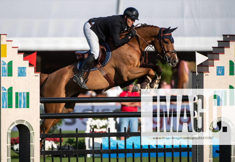 Showjumping St. Gallen DAVID WILL of Germany jumps on ACCOTON PS in Land Rover Speed and Handiness Class over 150 cm in St. Gallen, Switzerland, June 3, 2023. St. Gallen Switzerland