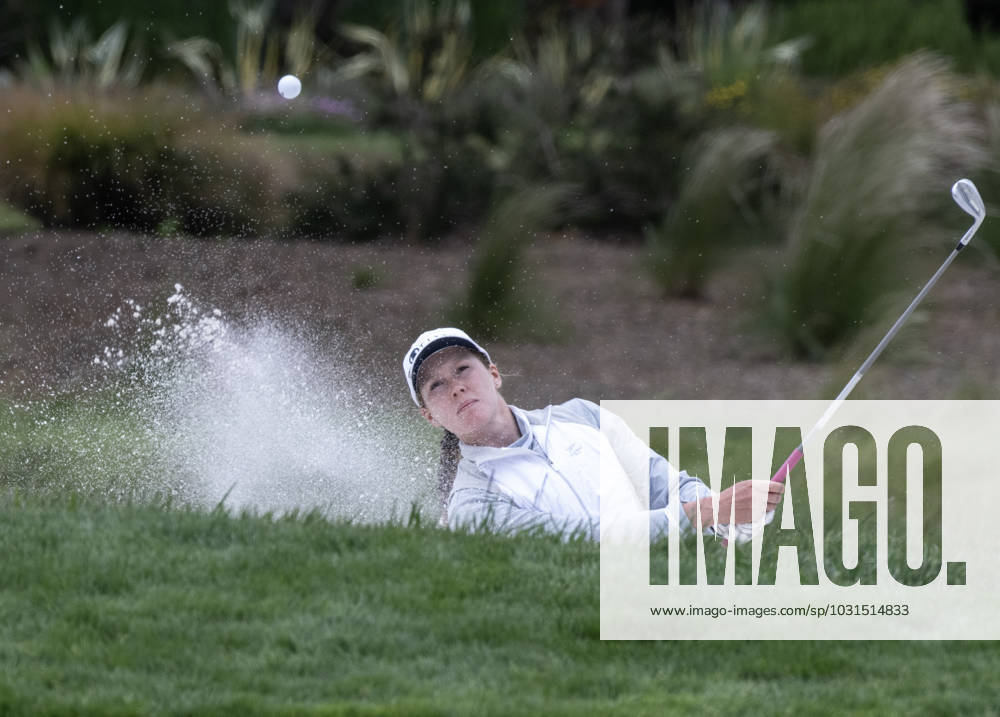 Emilia Migliaccio hits out of a trap to the second green in round one of the Women s U.S. Open at Pebble Beach, California on Thursday, July 6, 2023. PBP2023070619 TERRYxSCHMITT
