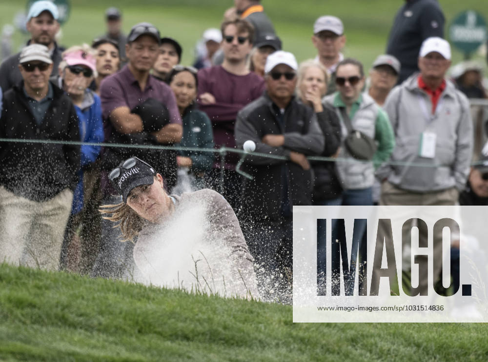Jennifer Kupcho holes the ball out of a trap on the second green in round one of the Women s U.S. Open at Pebble Beach, California on Thursday, July 6, 2023. PBP2023070621 TERRYxSCHMITT