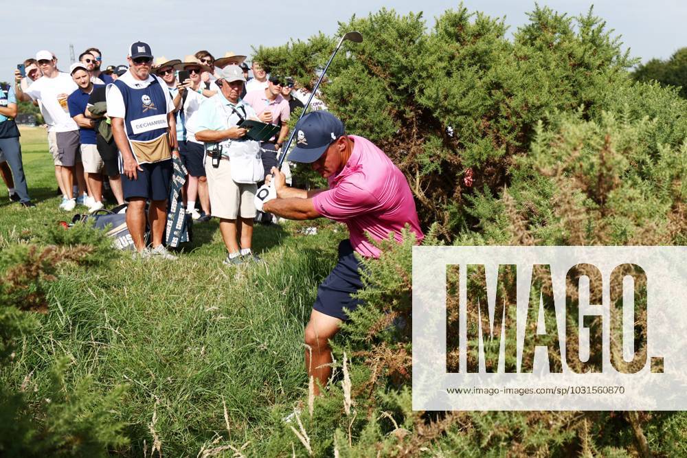 Mandatory Credit: Photo by James Marsh Shutterstock (13995948cj) Bryson DeChambeau of USA and team Crushers plays from the bushes during his round. LIV Golf Invitational London, Day Two, Golf, Centurion Club, Hemel Hempstead, UK - 08 Jul 2023 LIV Golf Invitational London, Day Two, Golf, Centurion Club, Hemel Hempstead, UK - 08 Jul 2023