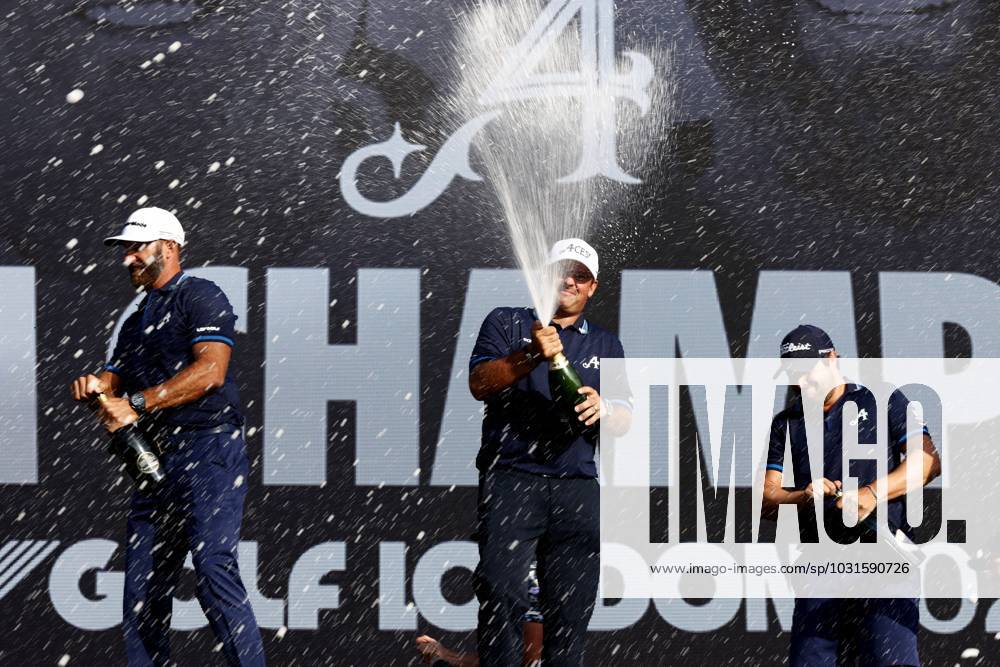 Mandatory Credit: Photo by James Marsh Shutterstock (13995950bi) Dustin Johnson, Patrick Reed, Peter Uihlein and Pat Perez of Team Aces celebrate winning the team tournament. LIV Golf Invitational London, Day Three, Golf, Centurion Club, Hemel Hempstead, UK - 09 Jul 2023 LIV Golf Invitational London, Day Three, Golf, Centurion Club, Hemel Hempstead, UK - 09 Jul 2023