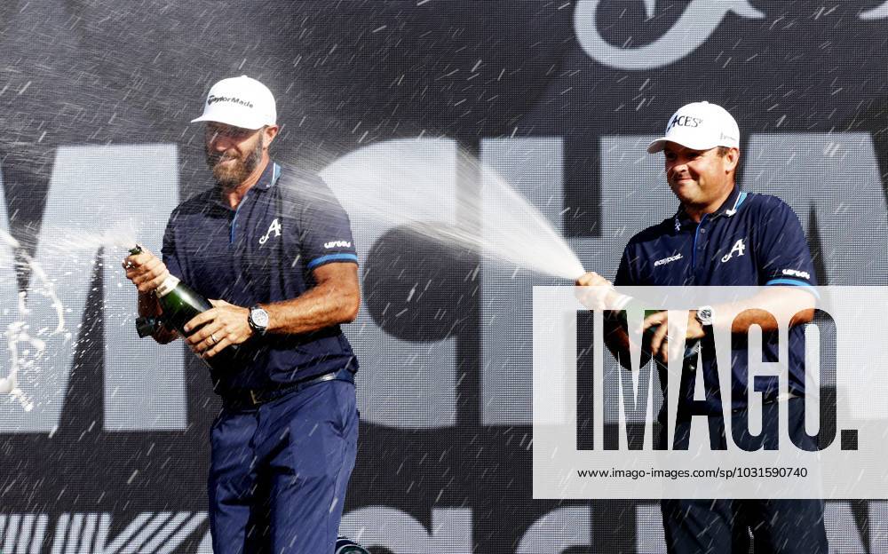Mandatory Credit: Photo by James Marsh Shutterstock (13995950bc) Dustin Johnson, Patrick Reed, Peter Uihlein and Pat Perez of Team Aces celebrate winning the team tournament. LIV Golf Invitational London, Day Three, Golf, Centurion Club, Hemel Hempstead, UK - 09 Jul 2023 LIV Golf Invitational London, Day Three, Golf, Centurion Club, Hemel Hempstead, UK - 09 Jul 2023