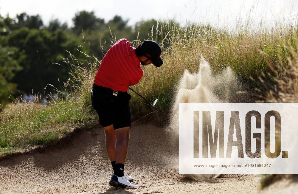 Mandatory Credit: Photo by James Marsh Shutterstock (13995950bm) Abraham Ancer of team Fireballs plays from a bunker. LIV Golf Invitational London, Day Three, Golf, Centurion Club, Hemel Hempstead, UK - 09 Jul 2023 LIV Golf Invitational London, Day Three, Golf, Centurion Club, Hemel Hempstead, UK - 09 Jul 2023