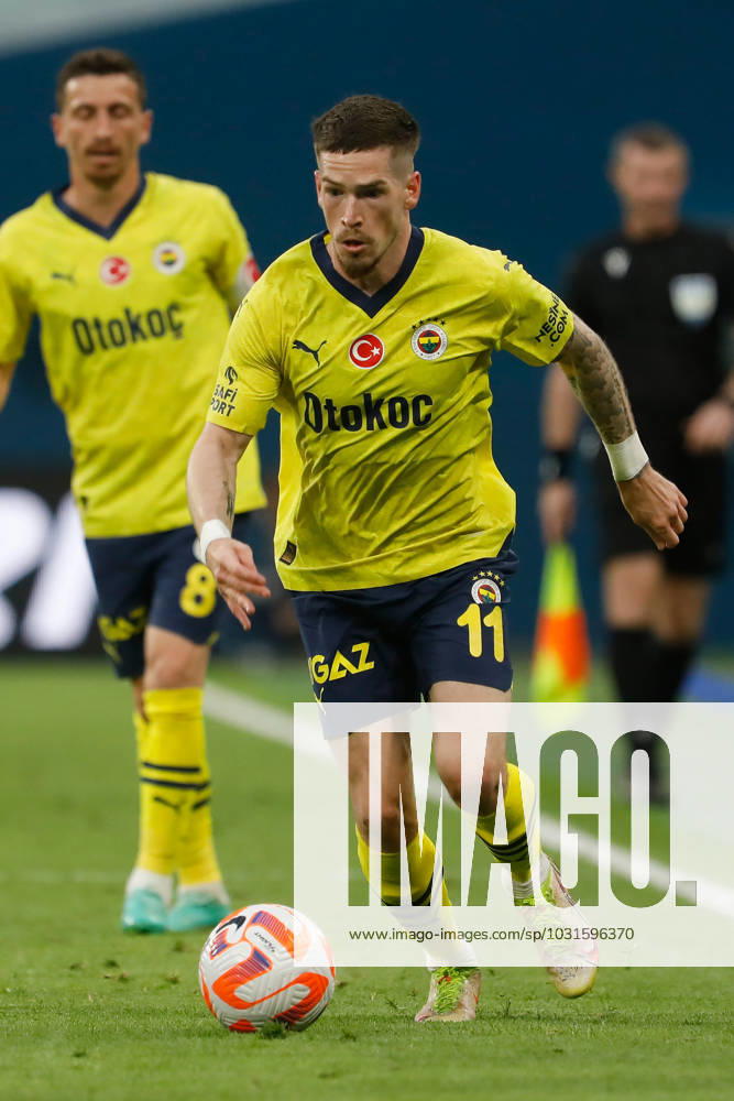 Zenit St. Petersburg v Fenerbahce SK - Pari Match Premier Ryan Kent (C) of Fenerbahce in action during the Pari Match Premier tournament match between FC Zenit Saint Petersburg and Fenerbahce SK on July 9, 2023 at Gazprom Arena in Saint Petersburg, Russia. Saint Petersburg Russia