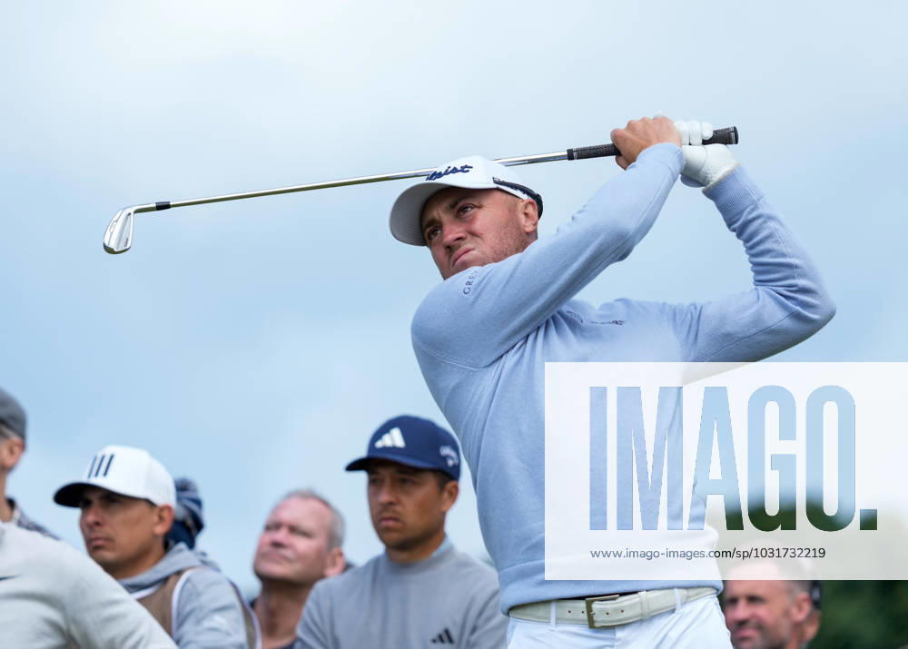 Mandatory Credit: Photo by Stuart Wallace Shutterstock (14003893y) Justin Thomas (USA) plays his tee shot on the 9th hole. Genesis Scottish Open, Day One, Golf, The Renaissance Club, North Berwick, UK - 13 Jul 2023 Genesis Scottish Open, Day One, Golf, The Renaissance Club, North Berwick, UK - 13 Jul 2023