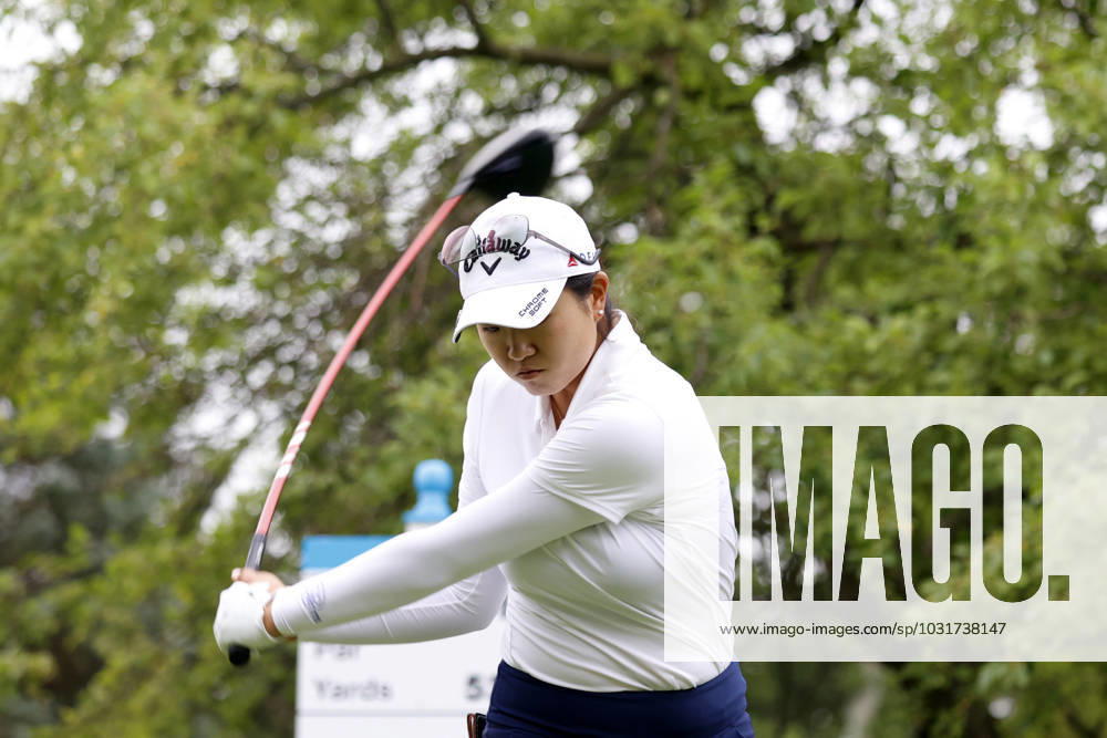 SYLVANIA, OH - JULY 13: LPGA, Golf Damen golfer Rose Zhang plays her tee shot on the 17th hole during the first round of the Dana Open on July 13, 2023, at Highland Meadows Golf Club in Sylvania, Ohio. (Photo by Brian Spurlock Icon Sportswire) GOLF: JUL 13 LPGA Dana Open Icon230713018