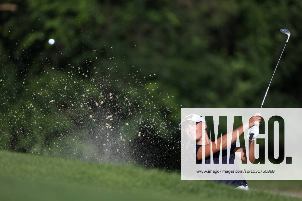 Dana Open Ellinor Sudow of Sweden hits out of the bunker toward the 18th green during Day One of the Dana Open at Highland Meadows Golf Club in Sylvania, Ohio USA, on Thursday, July 13, 2023. Sylvania Ohio United States