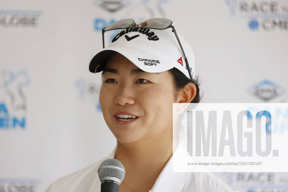SYLVANIA, OH - JULY 13: LPGA, Golf Damen golfer Rose Zhang does a media interview after finishing on the 9th hole during the first round of the Dana Open on July 13, 2023, at Highland Meadows Golf Club in Sylvania, Ohio. (Photo by Brian Spurlock Icon Sportswire) GOLF: JUL 13 LPGA Dana Open Icon230713138