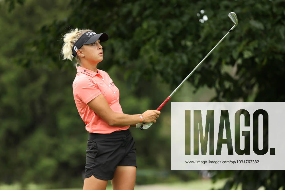 Dana Open Pauline Roussin of France tees off on the 2nd hole on Day One of the Dana Open at Highland Meadows Golf Club in Sylvania, Ohio USA, on Thursday, July 13, 2023. Sylvania Ohio United States