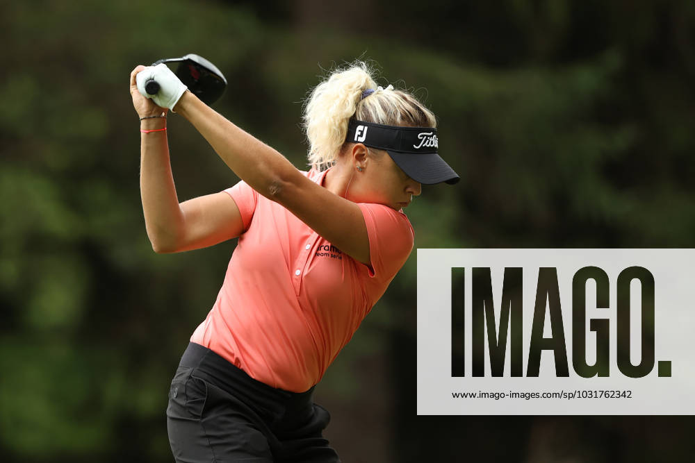 Dana Open Pauline Roussin of France tees off on the 11th hole on Day One of the Dana Open at Highland Meadows Golf Club in Sylvania, Ohio USA, on Thursday, July 13, 2023. Sylvania Ohio United States