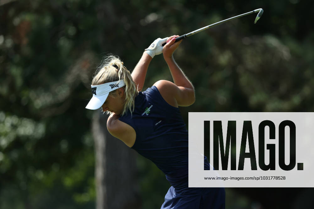 Dana Open Ellinor Sudow of Sweden tees off on the second hole during Day Two of the Dana Open at Highland Meadows Golf Club in Sylvania, Ohio USA, on Friday, July 14, 2023. Sylvania Ohio United States