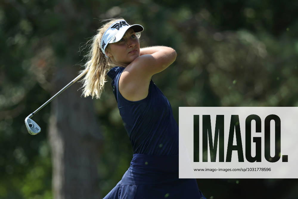 Dana Open Ellinor Sudow of Sweden tees off on the second hole during Day Two of the Dana Open at Highland Meadows Golf Club in Sylvania, Ohio USA, on Friday, July 14, 2023. Sylvania Ohio United States