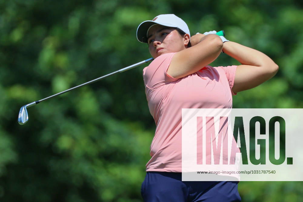 DANA Open Valery Plata of Bucaramanga, Colombia hits from the 8th tee during the second round of the Dana Open golf tournament at Highland Meadows Golf Club in Sylvania, Ohio USA, on Friday, July 14, 2023. Sylvania Ohio United States